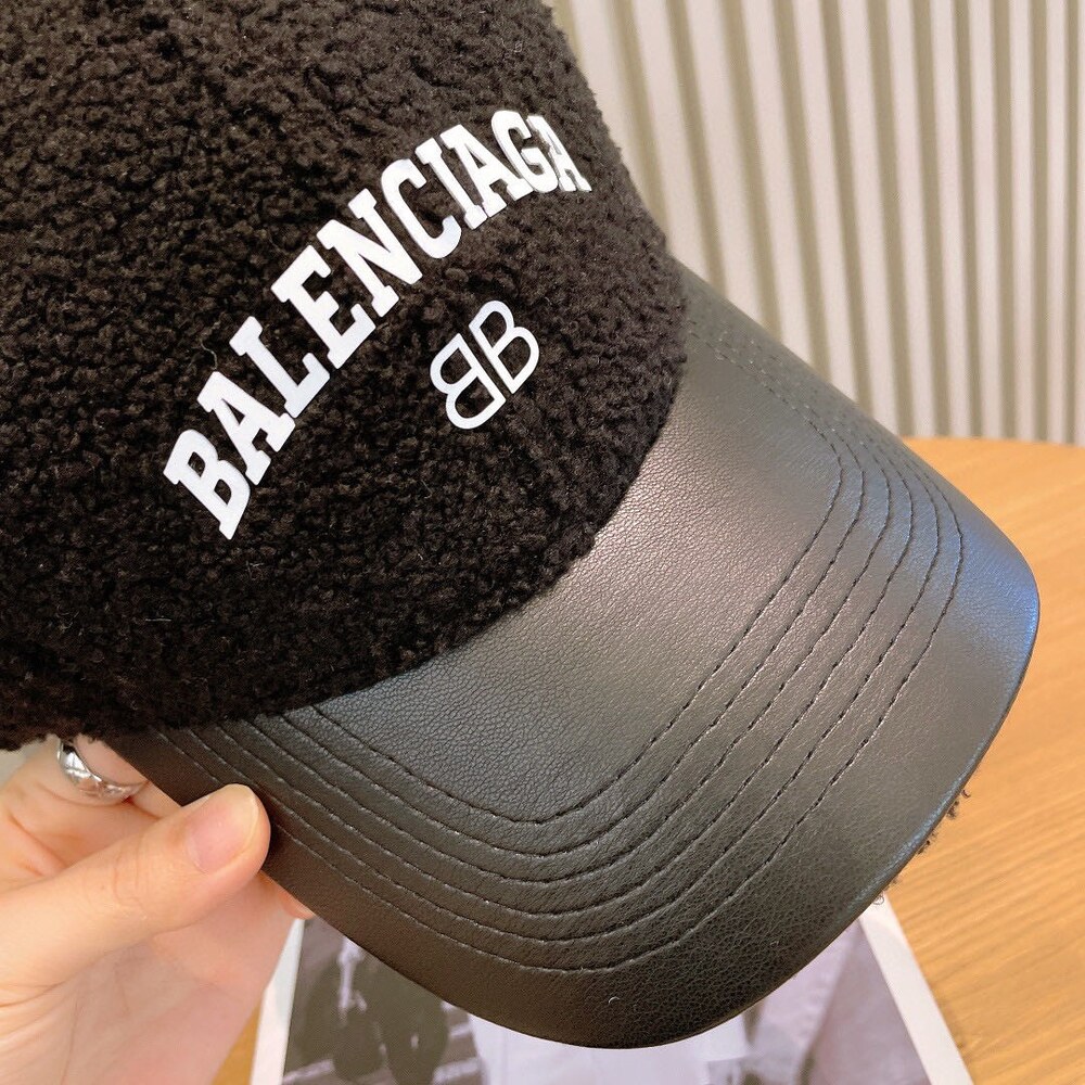 Balenciaga Teddy  Leather Baseball Cap in Black - Picture 2 of 9